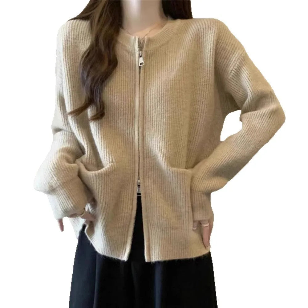 Soft Wind women's viscose sweater coat in beige, grey, black, or khaki colour.