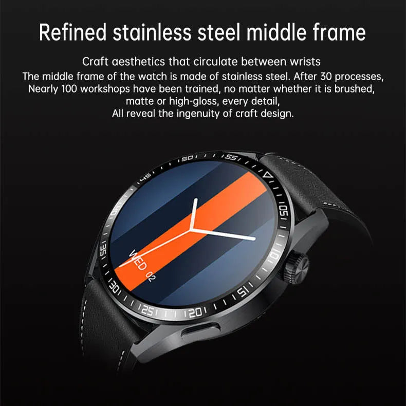GS3 Max smartwatch with black silicone wristband showing touch screen display with health metrics