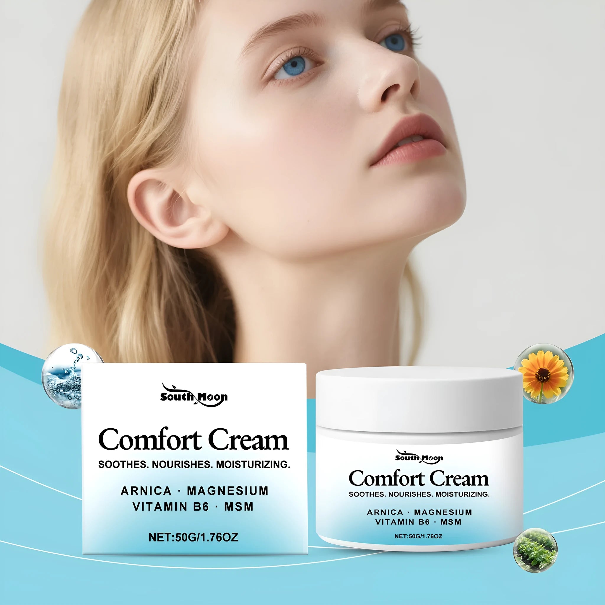 50g moisturising cream jar with shanjinchehua and allantoin for face and body hydration