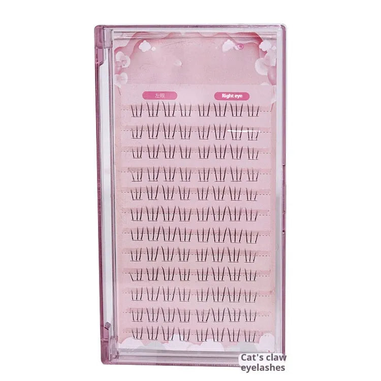12 row segmented false eyelashes with 4-5-6mm pointed tails and sheer root