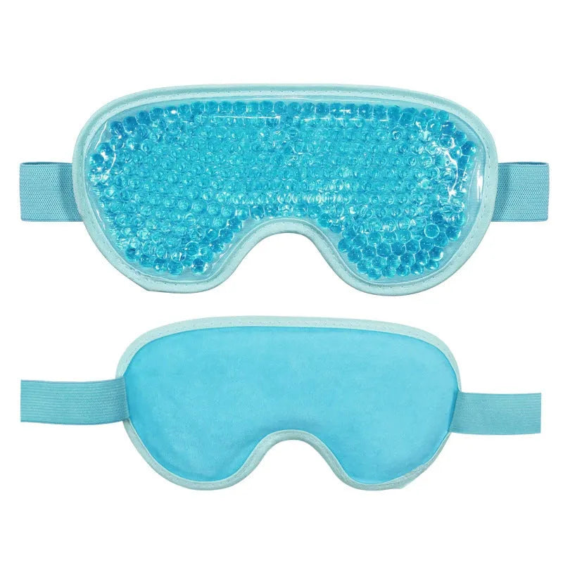 White rechargeable hot compress eye mask and fabric cover with USB charging cable