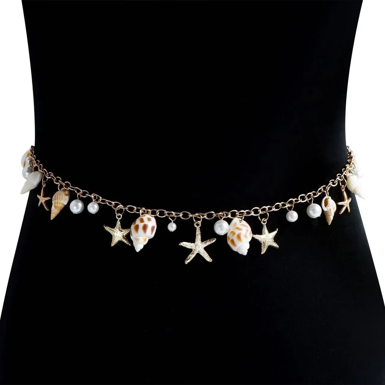 Women's star waist chain and matching bracelet jewellery set for summer beach fashion