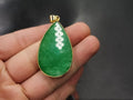 Green jade water drop pendant with white background gray jade and safety buckle