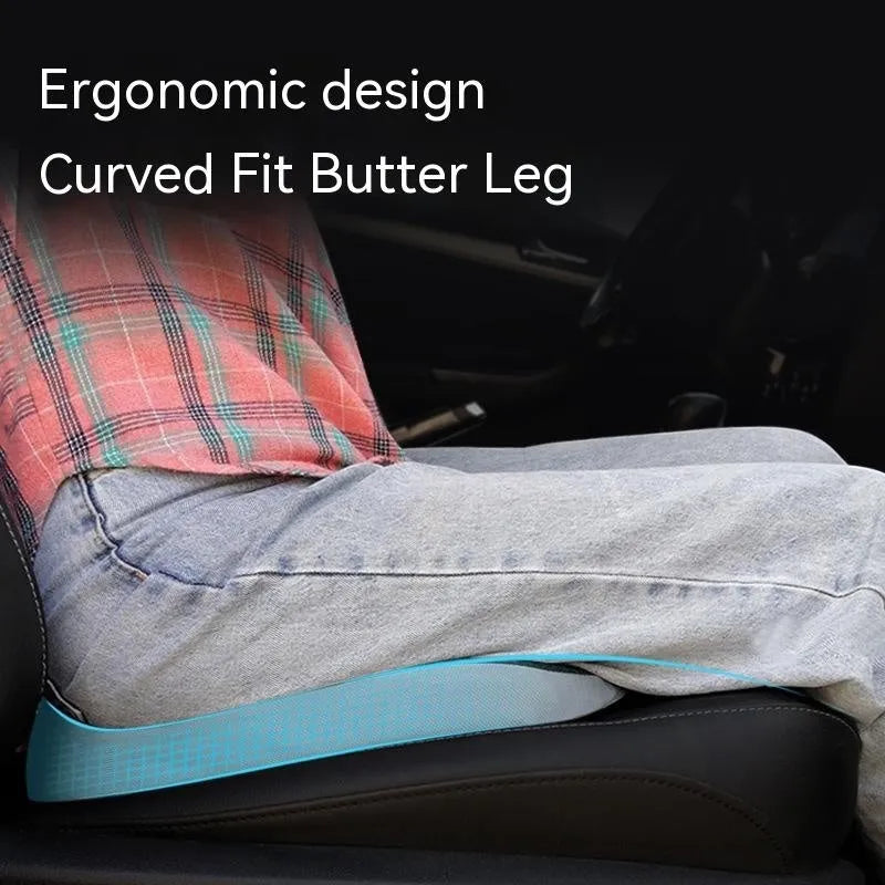 Curved memory foam seat cushion in beige for tailbone and back support