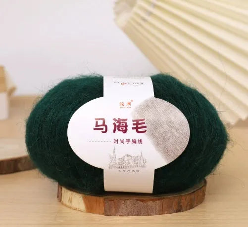 Mohair wool ball for DIY scarf knitting kit with Inverness thread in multiple colour options