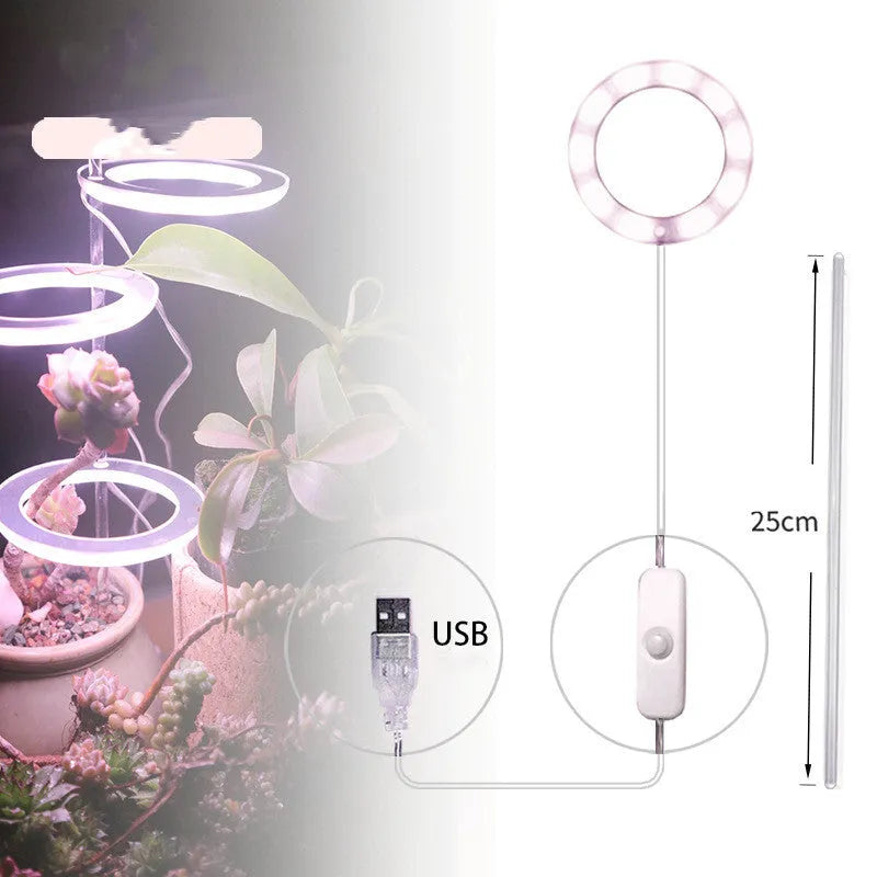 USB LED plant grow light with acrylic stick showing pink/white or yellow colour options