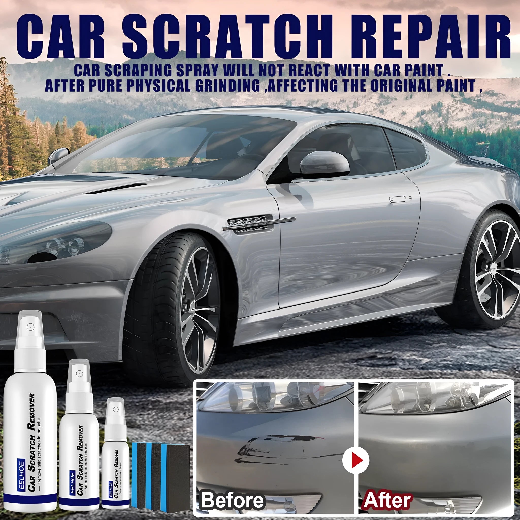 Car scratch repair spray kit with applicator for paint surface scratch removal