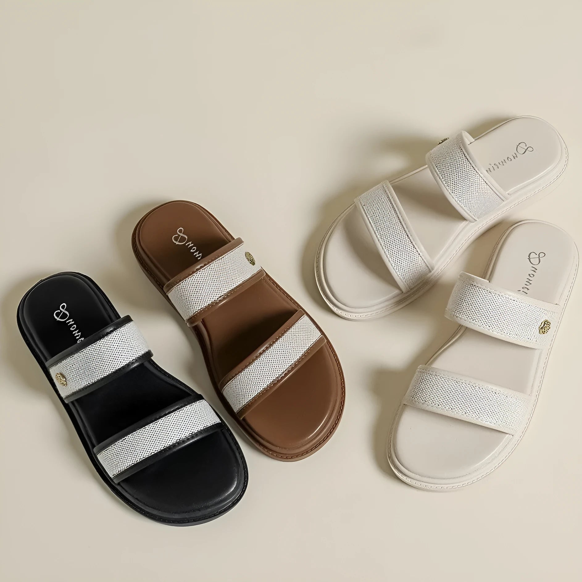 Women's vintage brown flip-flops with soft-bottom construction and retro design