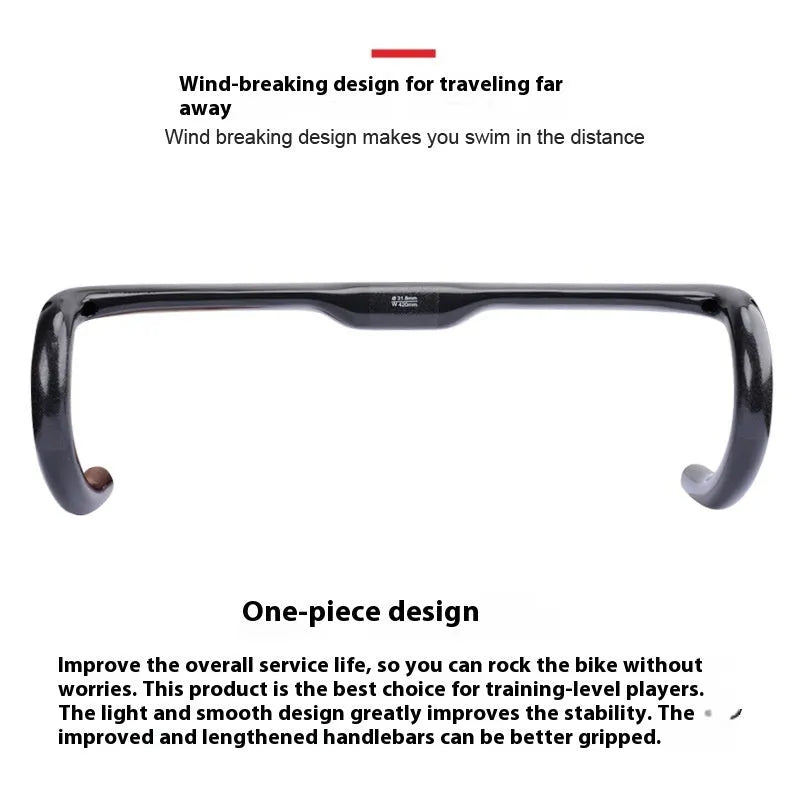 Carbon fibre road bicycle drop handlebars showing Black Grey Silver UD finish in 400mm width