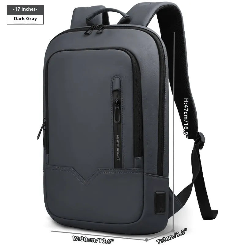 Solid colour lightweight polyester backpack with USB charging port on side, shown in multiple colour options.