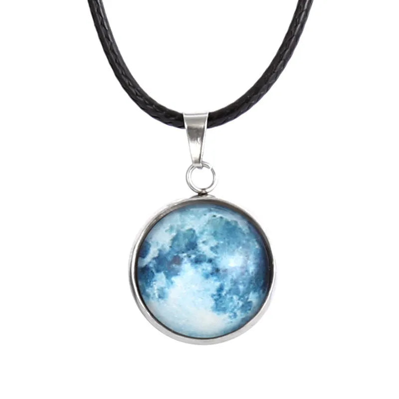 Christmas moon night sky luminous alloy pendant necklace with constellation design on adjustable chain