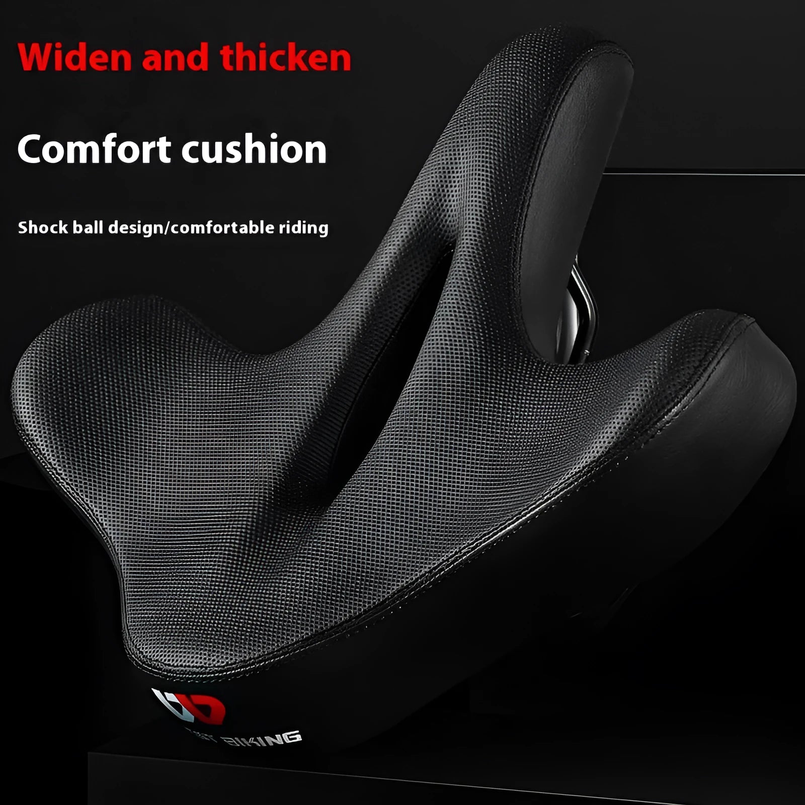 Black mountain bike seat cushion with shock-absorbing foam padding for ordinary bicycles