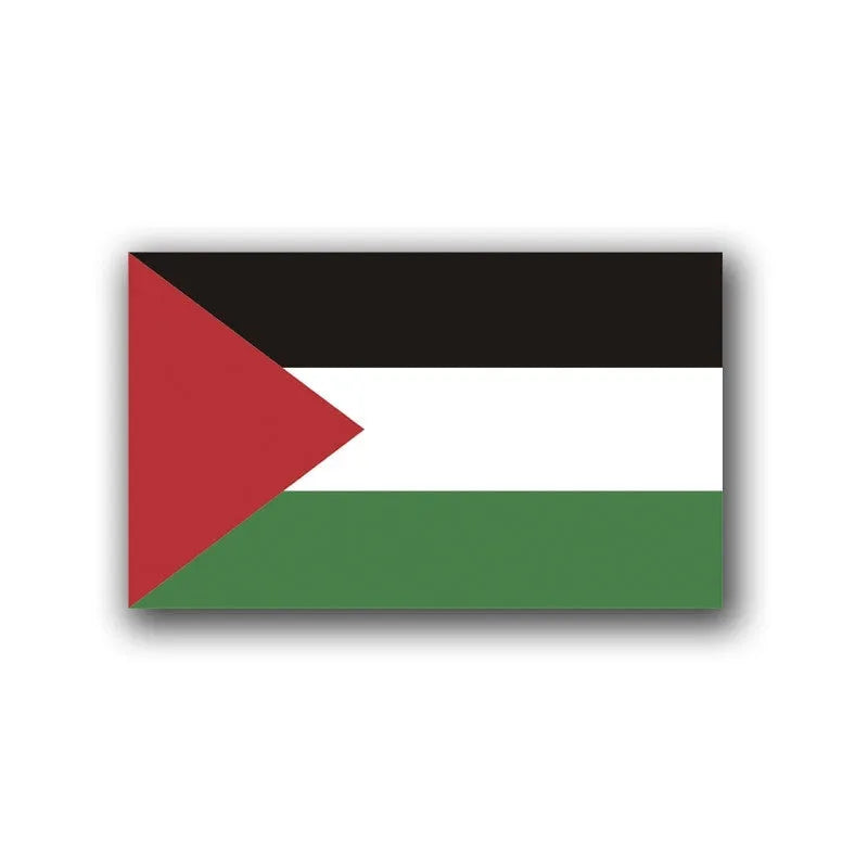 Palestinian flag car decal sticker on vehicle window showing three colourway options