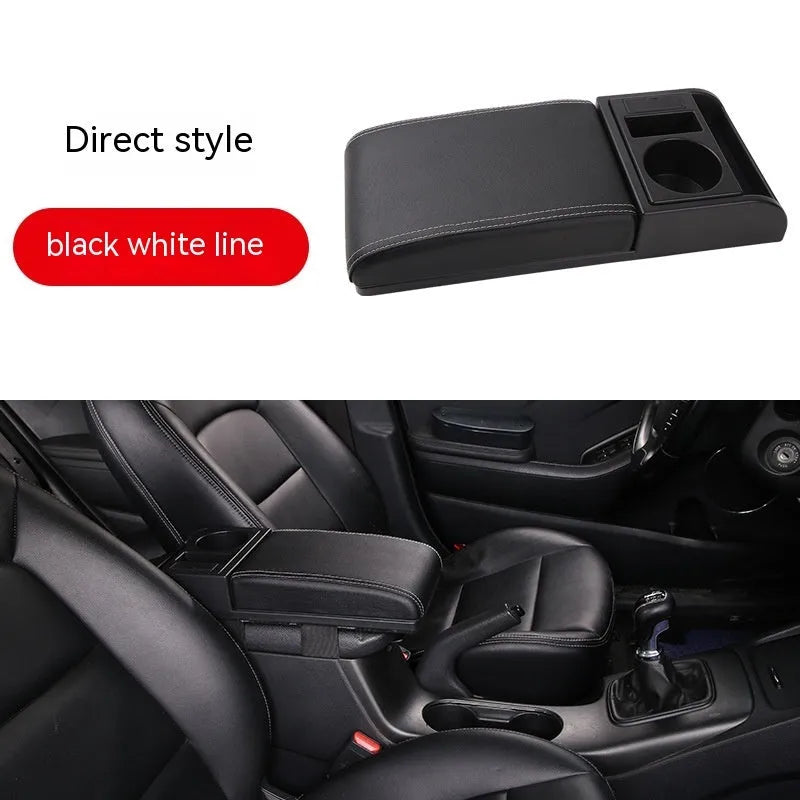 Universal car armrest box cover in plastic with height increase function