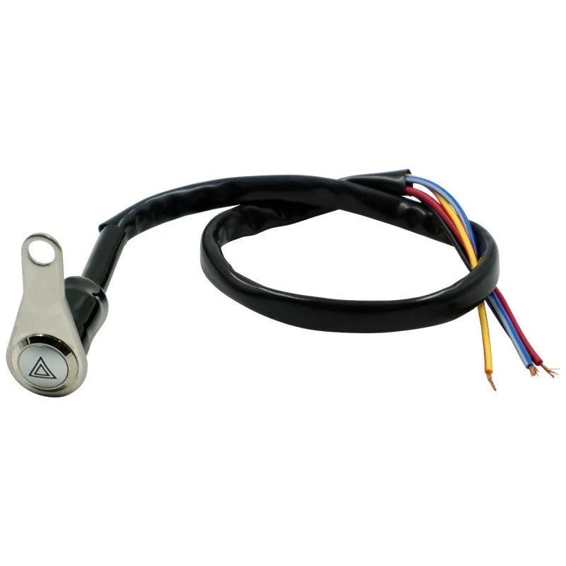 Black stainless steel motorcycle switch with illuminated light ring for double flashing control