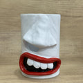 Creative resin desktop ornament with humorous tissue paper holder design measuring 8.5cm by 14.6cm