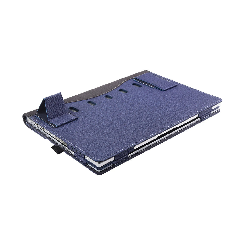 Black imitation leather protective laptop sleeve with Chinese style bracket design