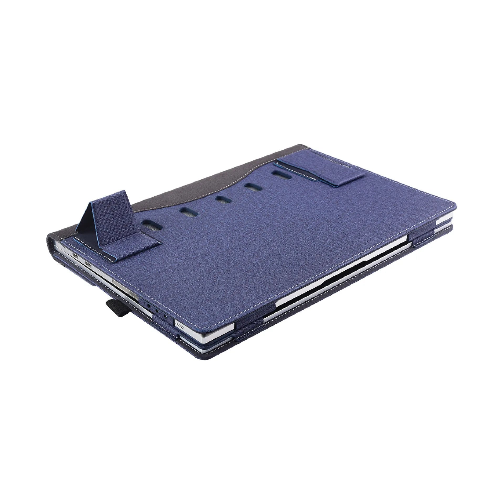 Black imitation leather protective laptop sleeve with Chinese style bracket design