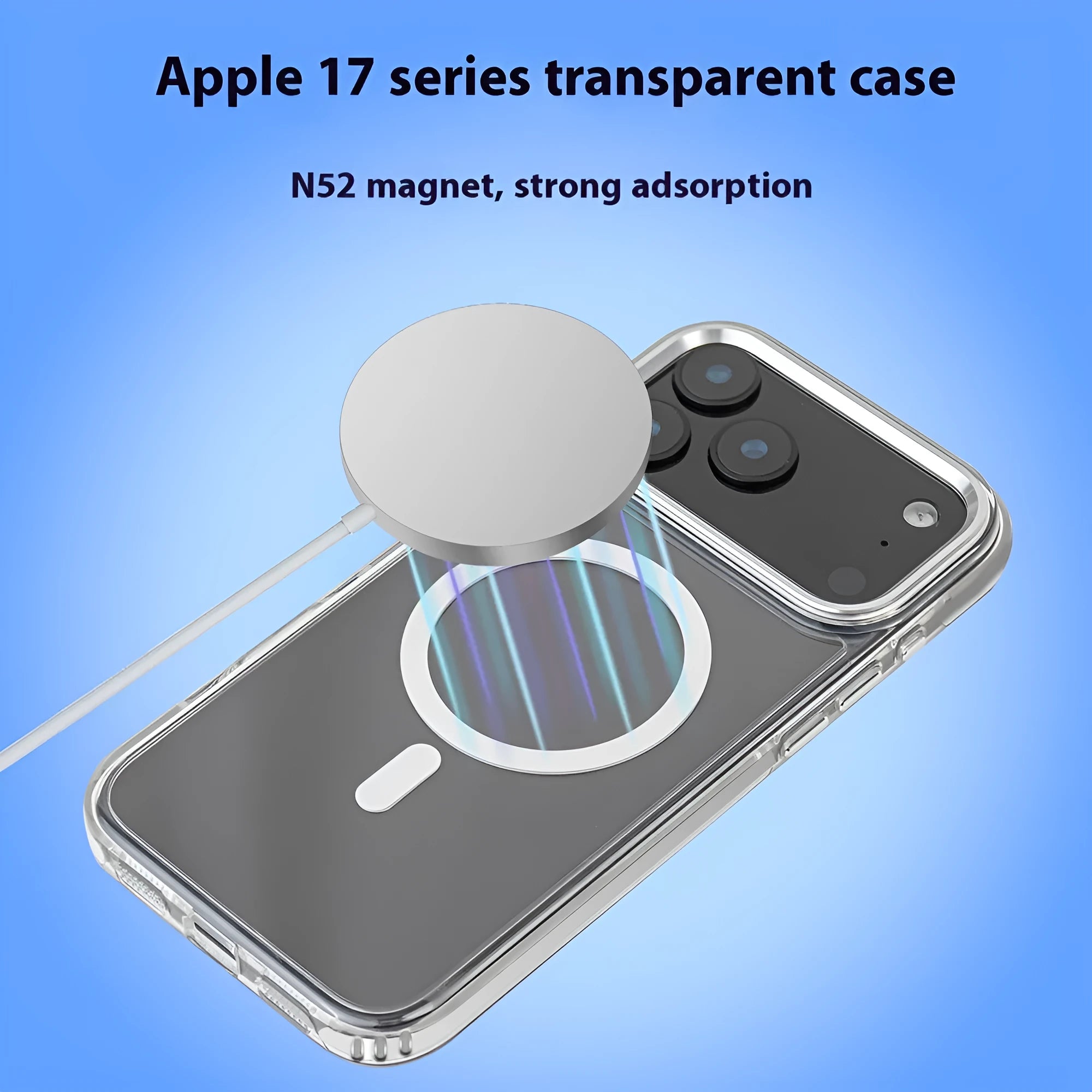 Transparent magnetic suction phone case for iPhone 17 Pro Max with frosted finish