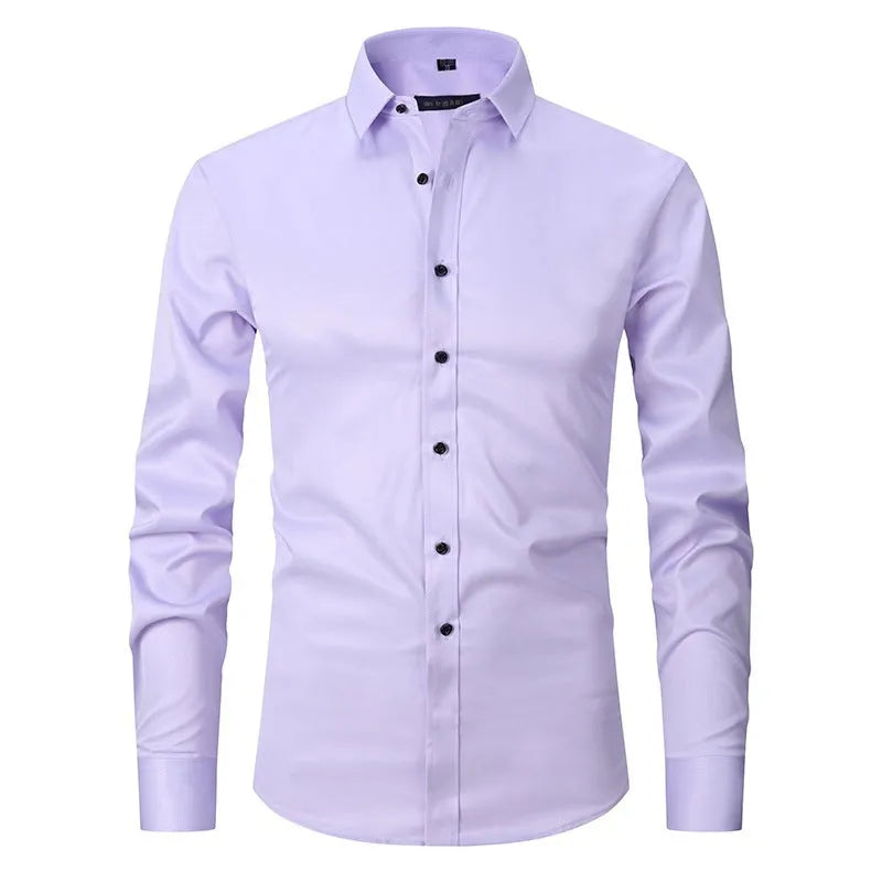 Men's stretch long sleeve work shirt in polyester fabric shown in multiple colour options