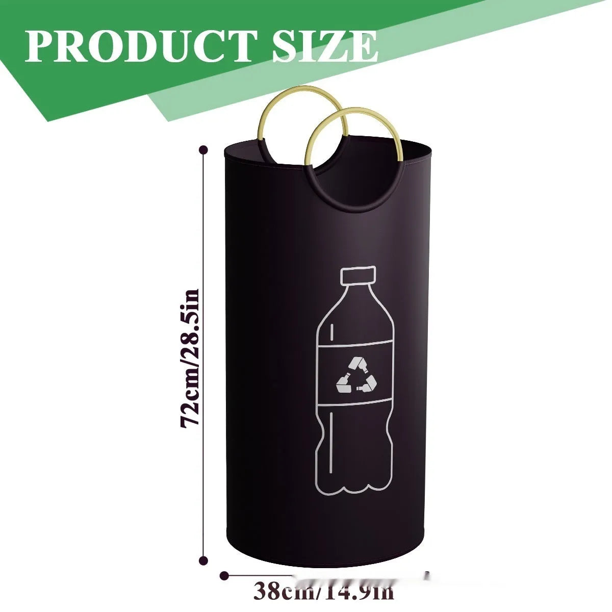 38x72cm round portable plastic trash can with handle in plain and patterned colour options