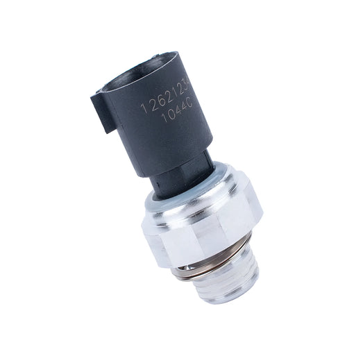 Silver automobile fuel pressure sensor with electrical connector for fuel system monitoring