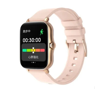 Blue smart watch with 1.7-inch touch screen on adjustable silicone strap