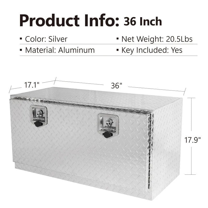 Black 26-inch aluminium alloy toolbox with T-casting construction and organiser compartments.