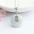 S925 silver inlaid natural emerald round geometric pendant 18x6mm on white background