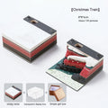 Three-dimensional paper carved sticky notes with Christmas Train themed decorative cover