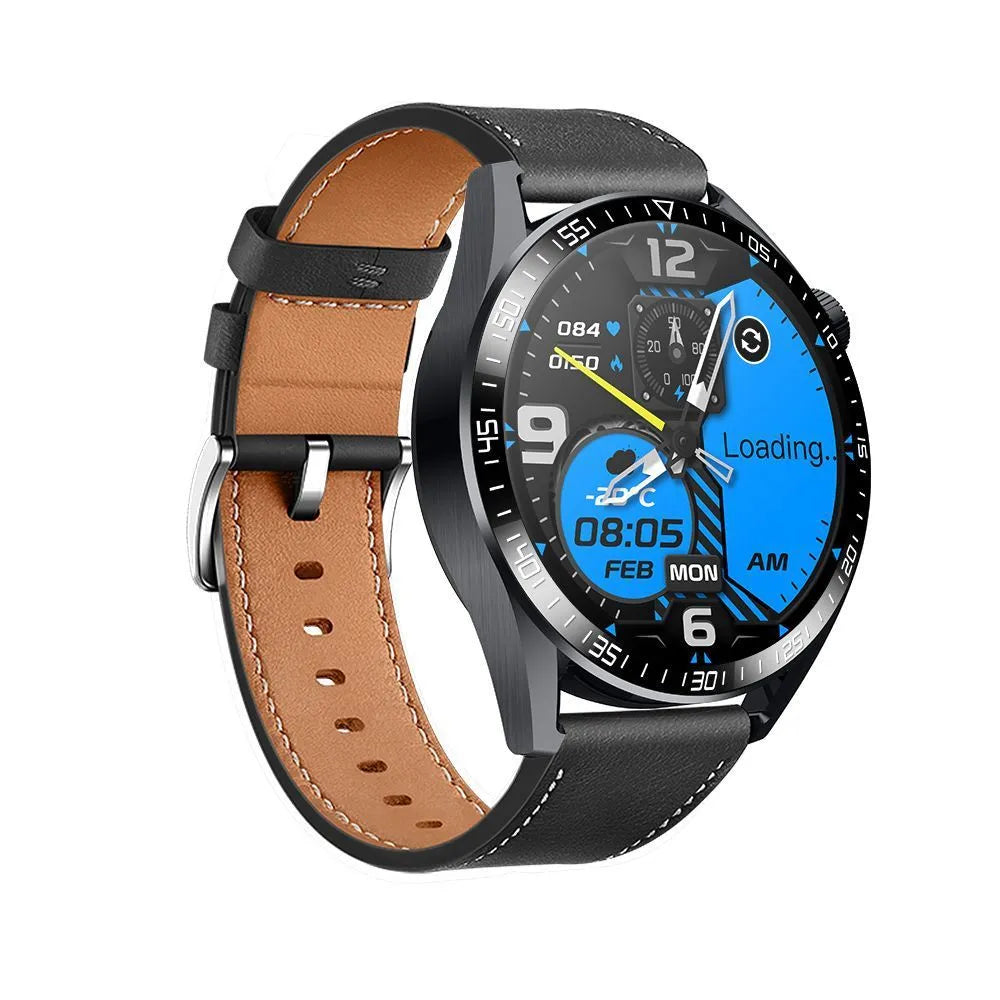 GS3 Max smartwatch with black silicone wristband showing touch screen display with health metrics