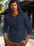 Cotton pullover hoodie in dark blue, apricot, black, blue, white, or light green.
