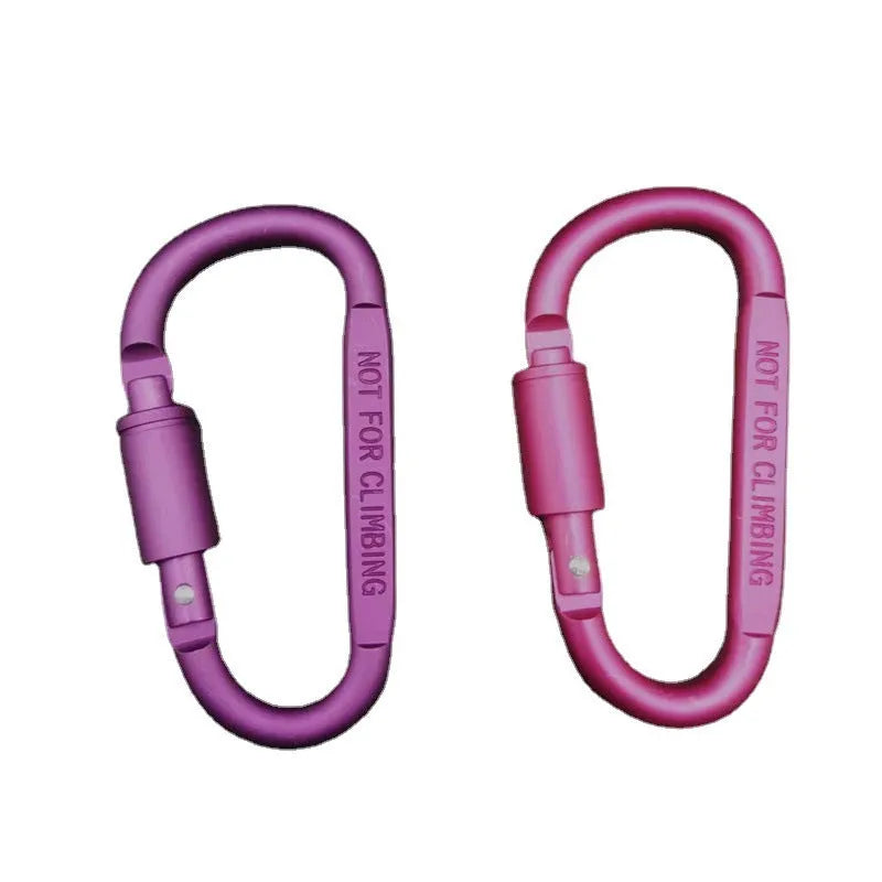 Aluminium D-type locking carabiner with 8cm flat profile in bright colour options
