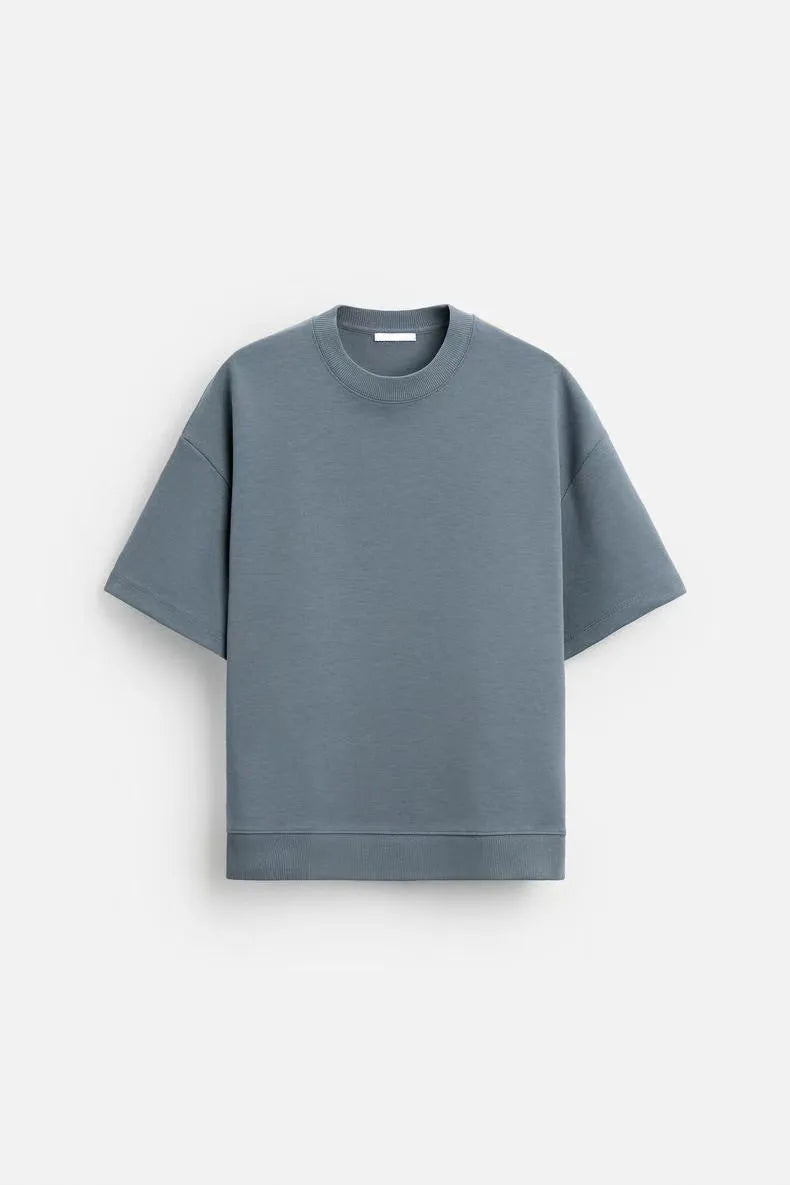 Men's loose double-sided cloth texture short sleeve t-shirt and matching shorts casual set
