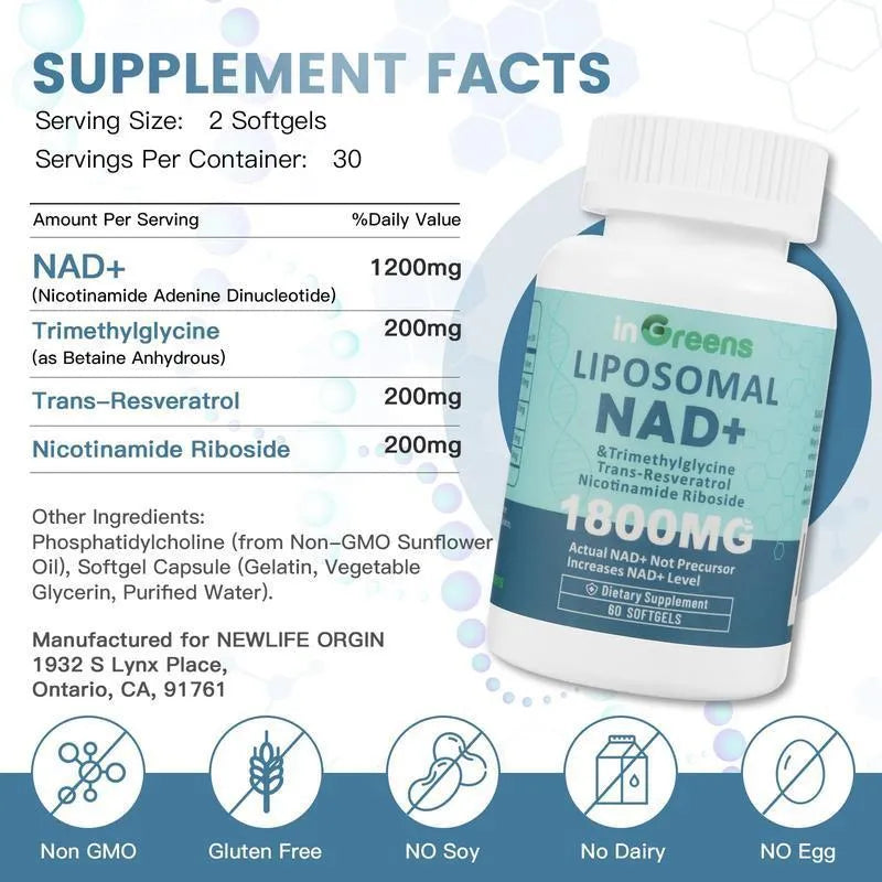 Nicotinamide mononucleotide gel capsules in supplement bottle with 60 or 120 count options