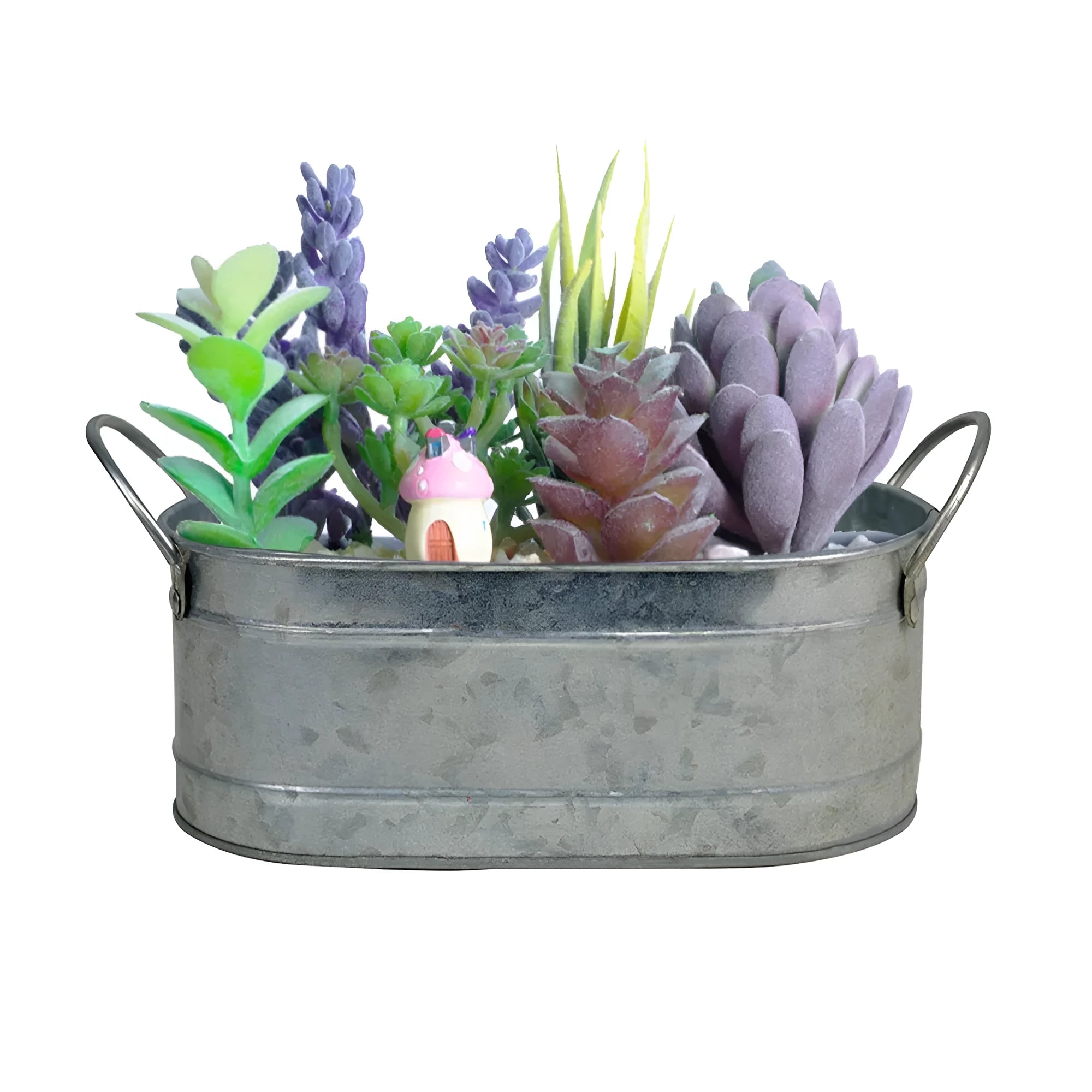 Iron desktop flowerpot for succulents and cacti with metallic finish