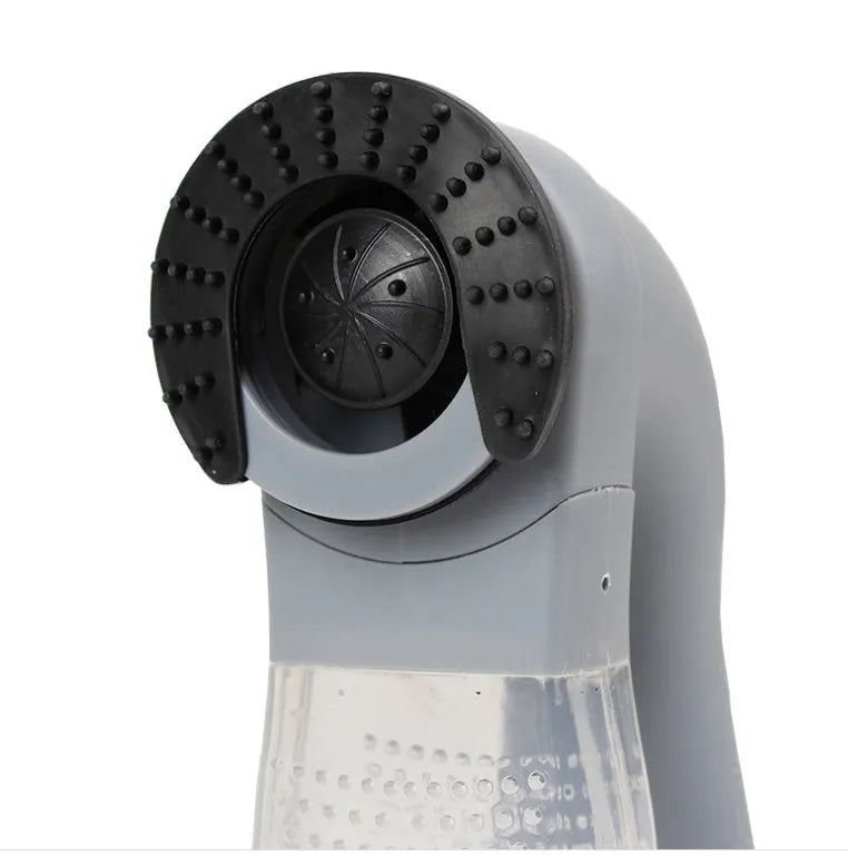Grey portable pet hair remover vacuum cleaner with soft rubber head for grooming dogs and cats