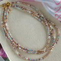 Purple natural pearl bracelet and necklace set with 14K gilded silver handmade jewellery