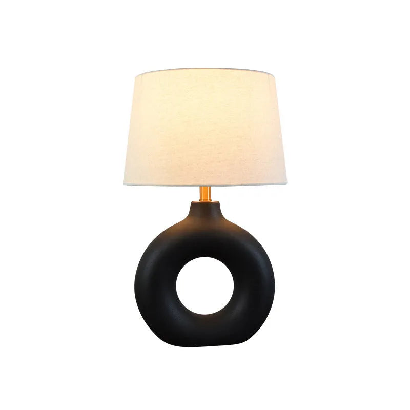Japanese-style Feng pottery pot table lamp in white or black colour, 52cm height