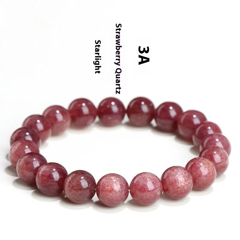 Natural starlight cherry red strawberry quartz bracelet with geometry-shaped beads in crystal material