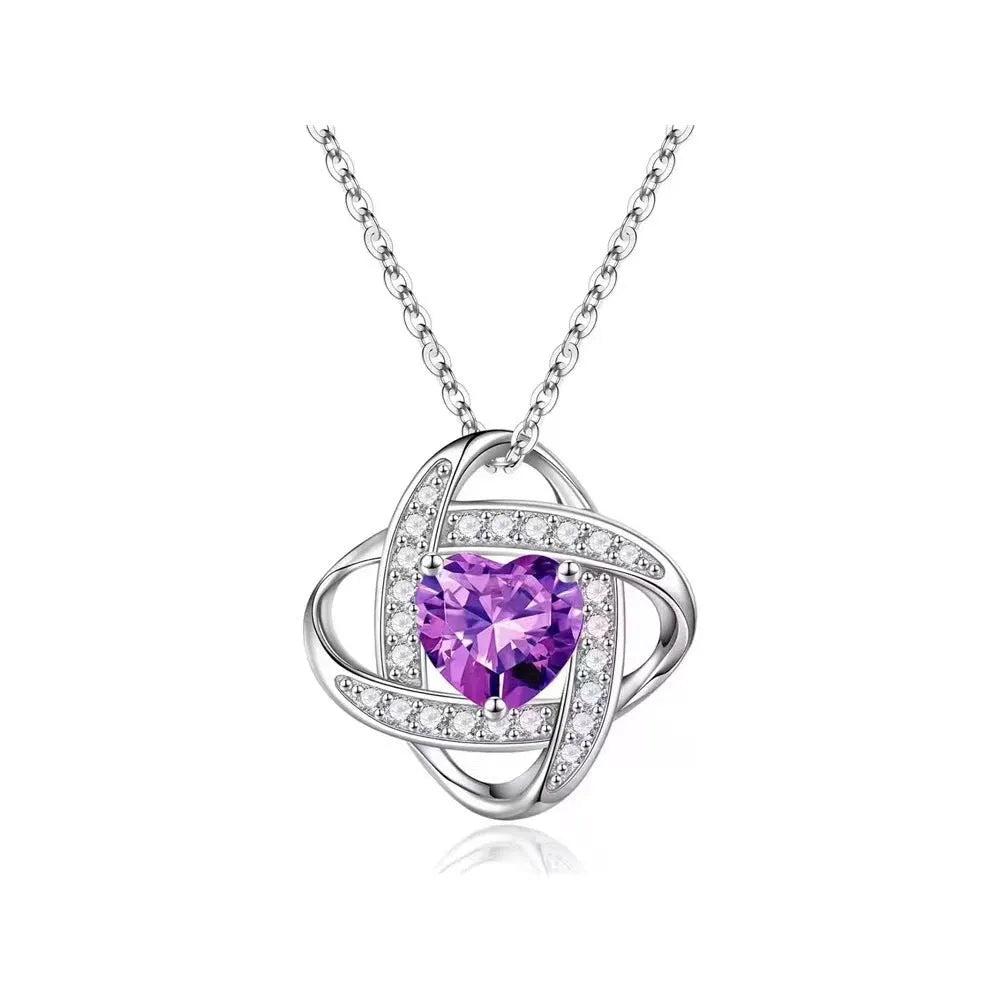 Women's copper love heart necklace with electroplated finish shown in one of five platinum colour options.