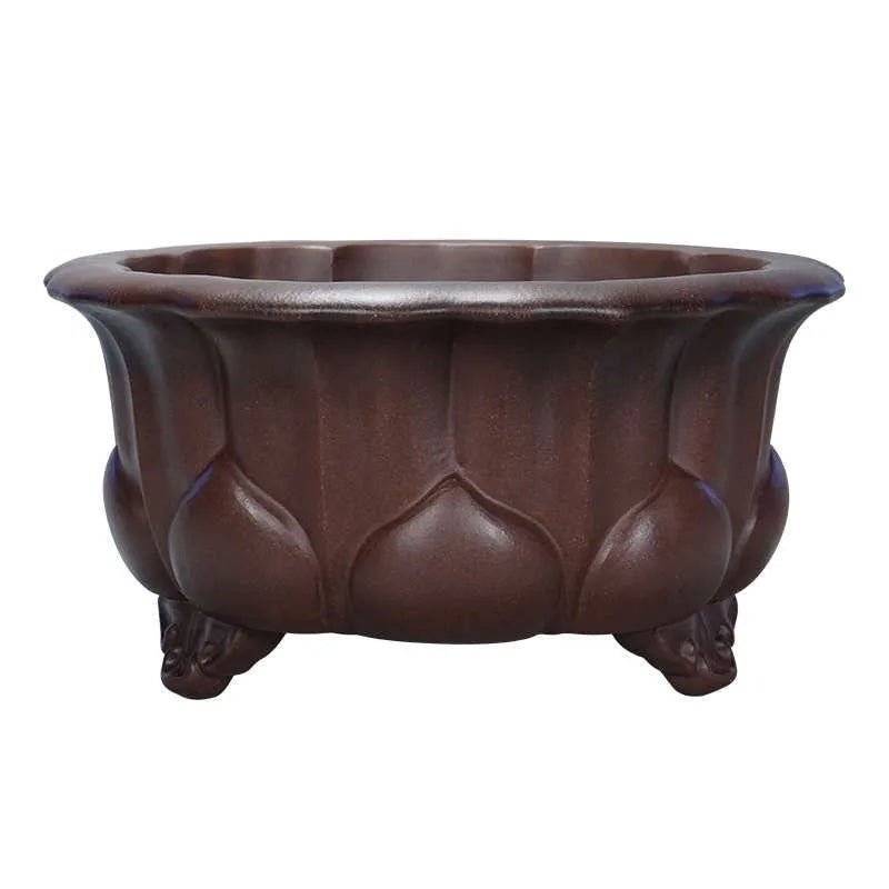 Purple sand succulent flower pot in antique Chinese style measuring 37x37x20cm