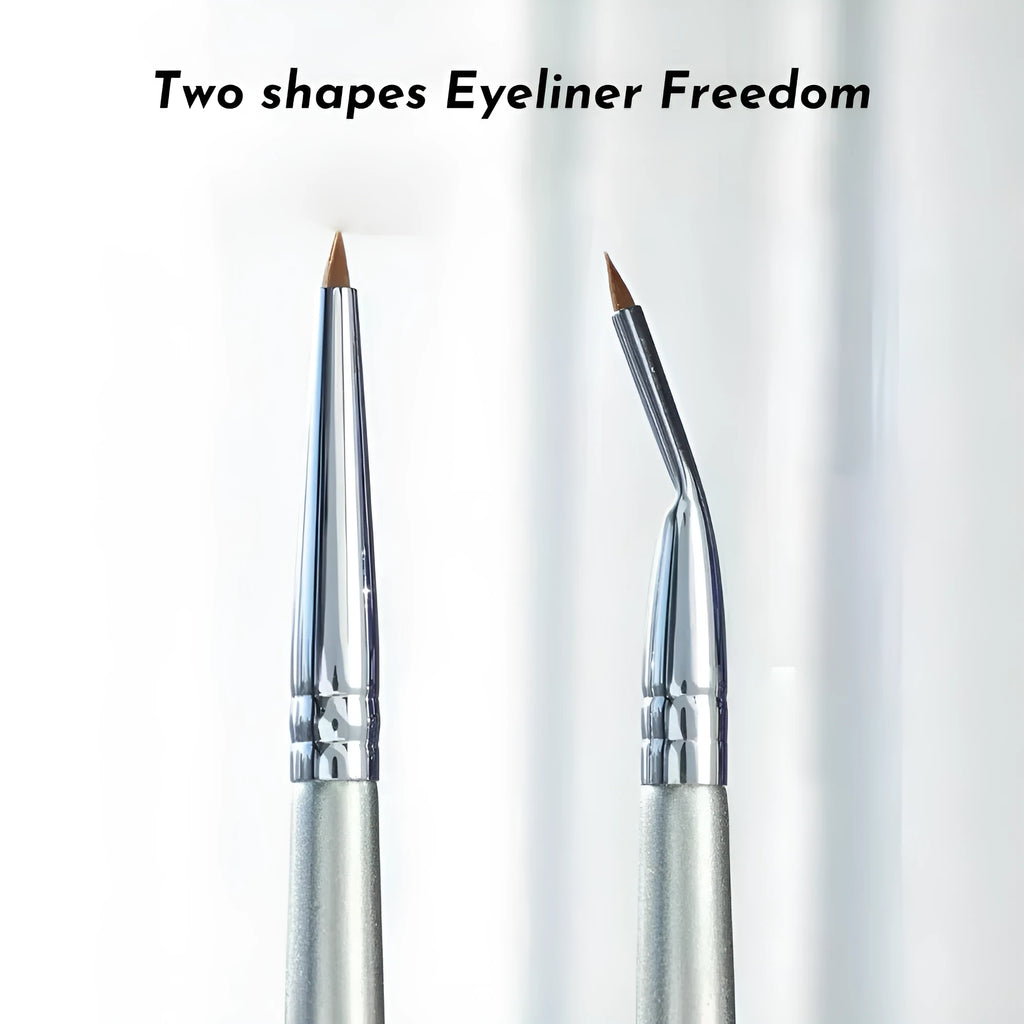 Bend head eyeliner brush with fine tip for under eye and tear trough concealer application