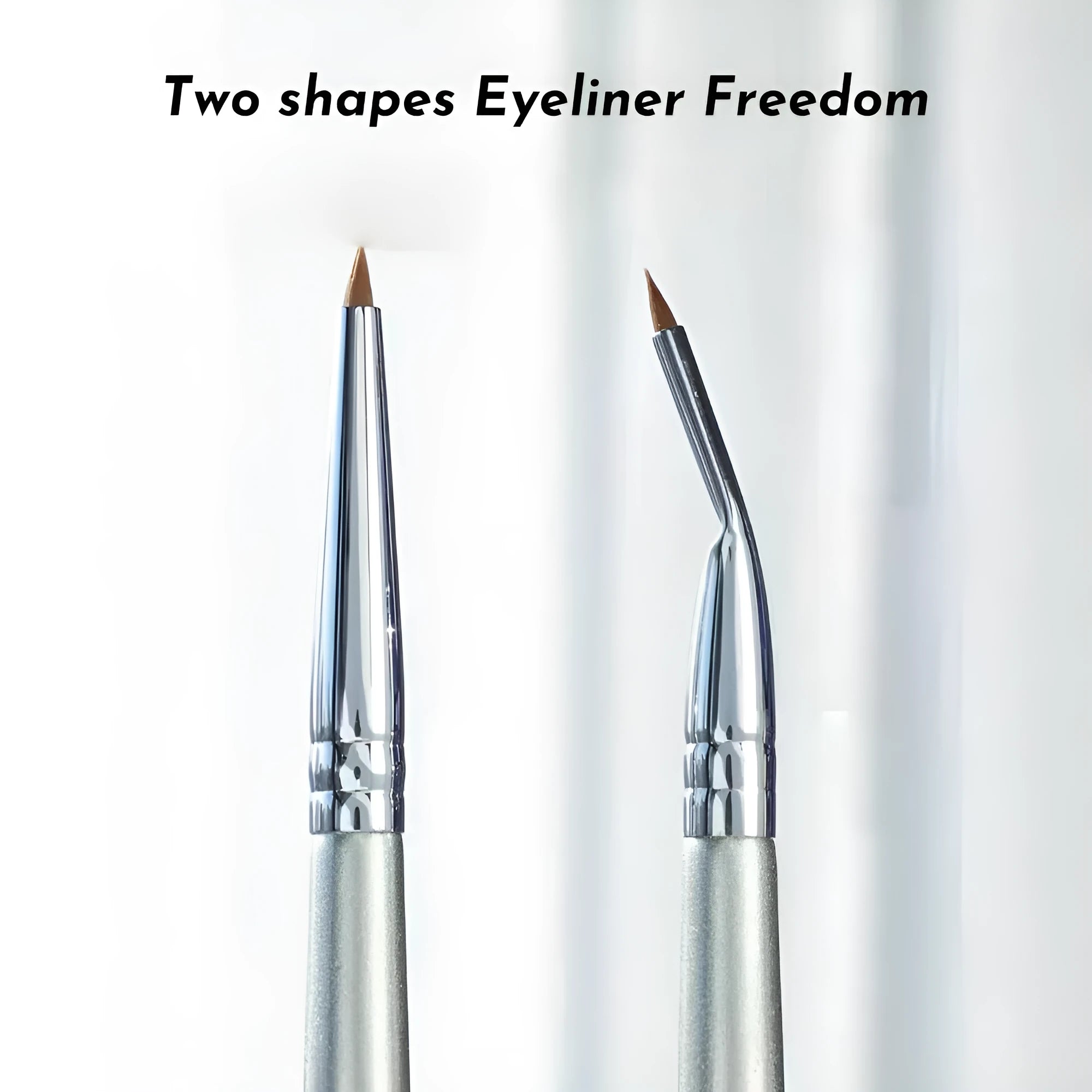 Bend head eyeliner brush with fine tip for under eye and tear trough concealer application