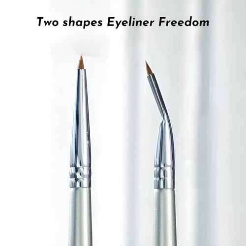 Bend head eyeliner brush with fine tip for under eye and tear trough concealer application