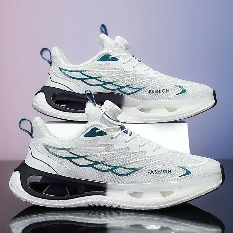Youth rotating button sneaker in low-top design with shock absorption feature and rubber sole