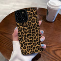 Brown leopard print TPU phone case with three-dimensional relief for Apple iPhone