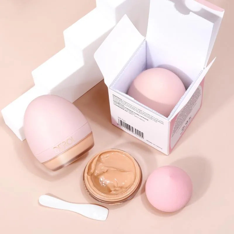 4-colour lightweight foundation concealer cream with makeup sponge in compact 55g packaging