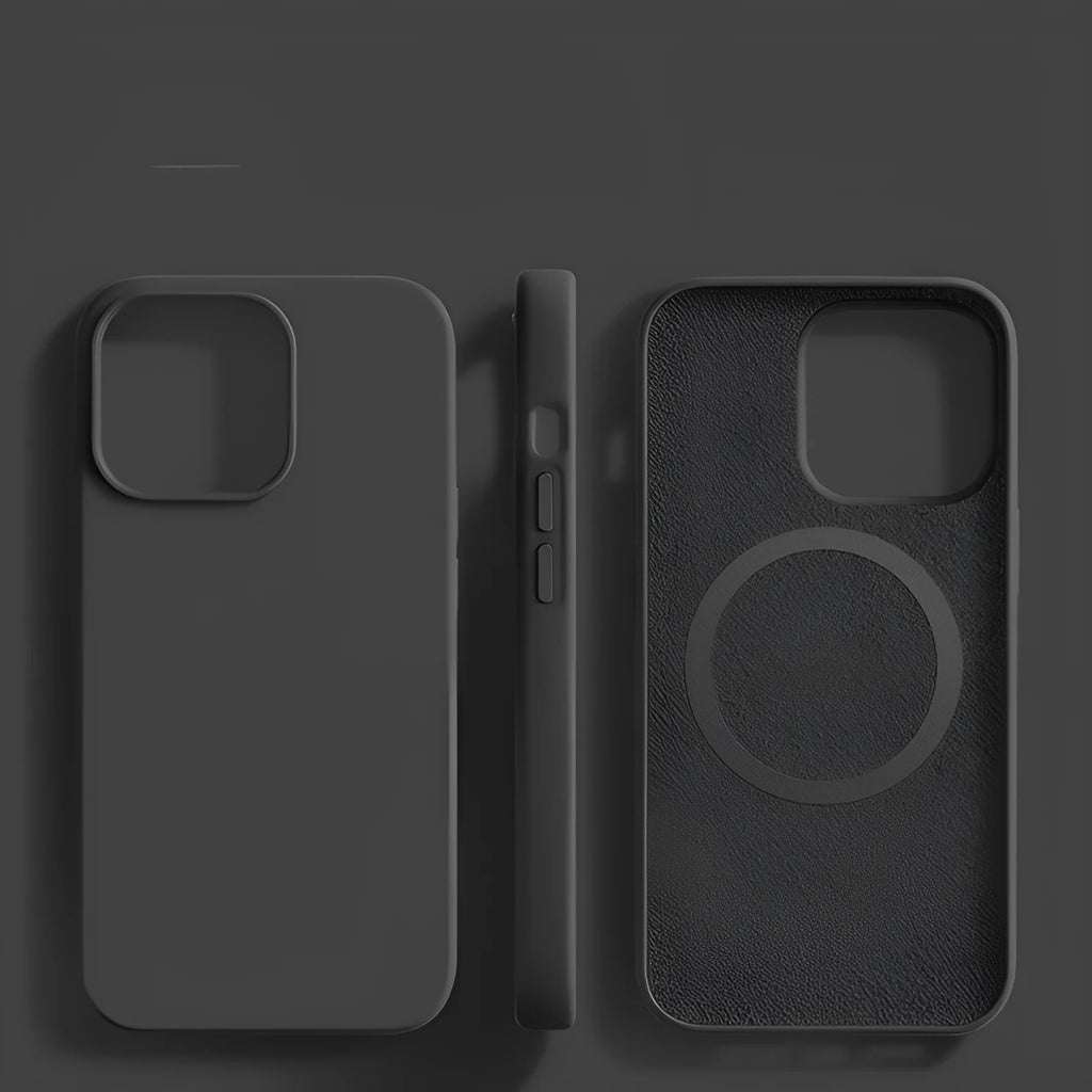 Frosted liquid silicone magnetic phone case for iPhone 13 Pro in Antique White with shockproof anti-fall protection