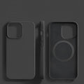Frosted liquid silicone magnetic phone case for iPhone 13 Pro in Antique White with shockproof anti-fall protection